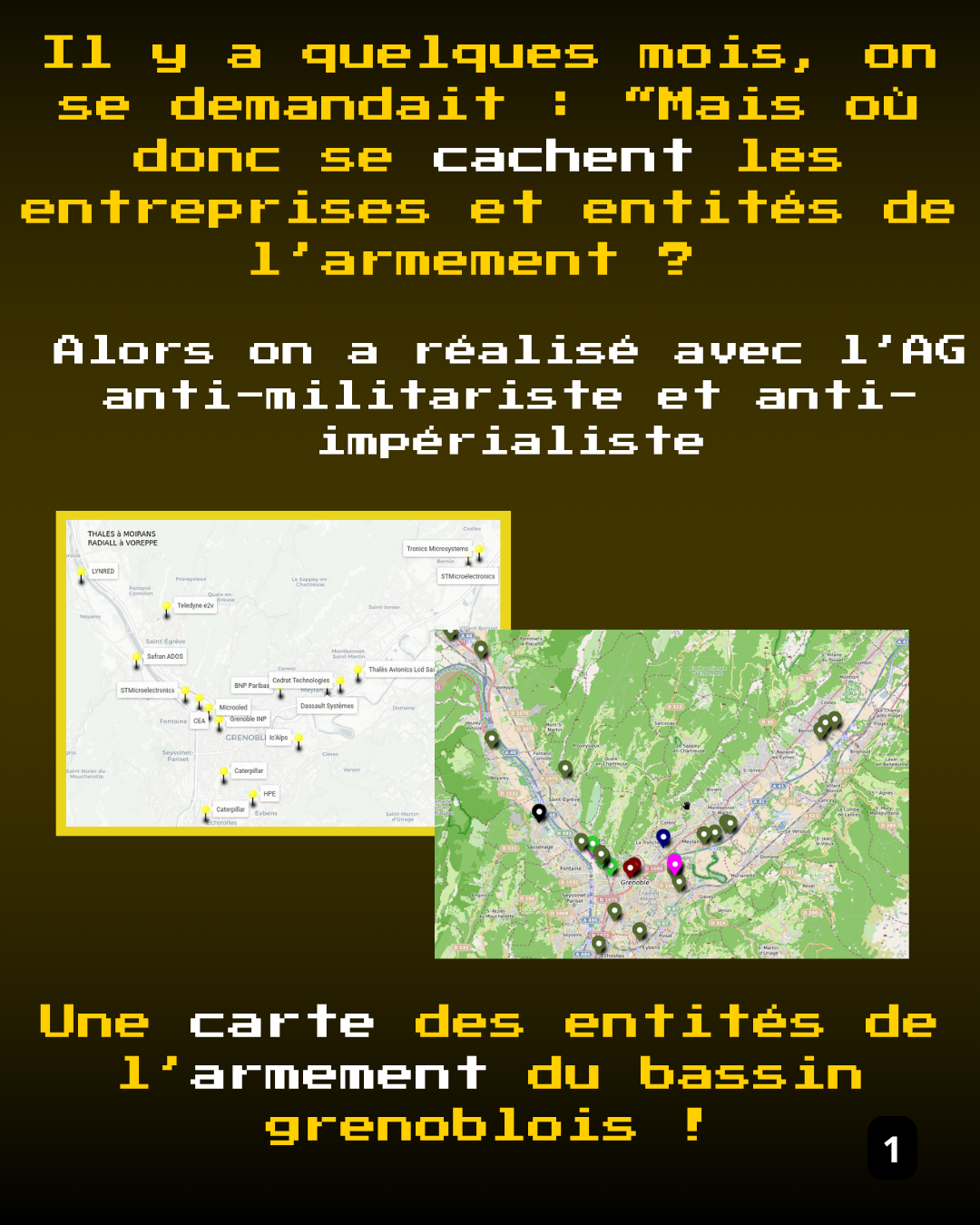 Carte des entités de l&rsquo;armement grenoblois